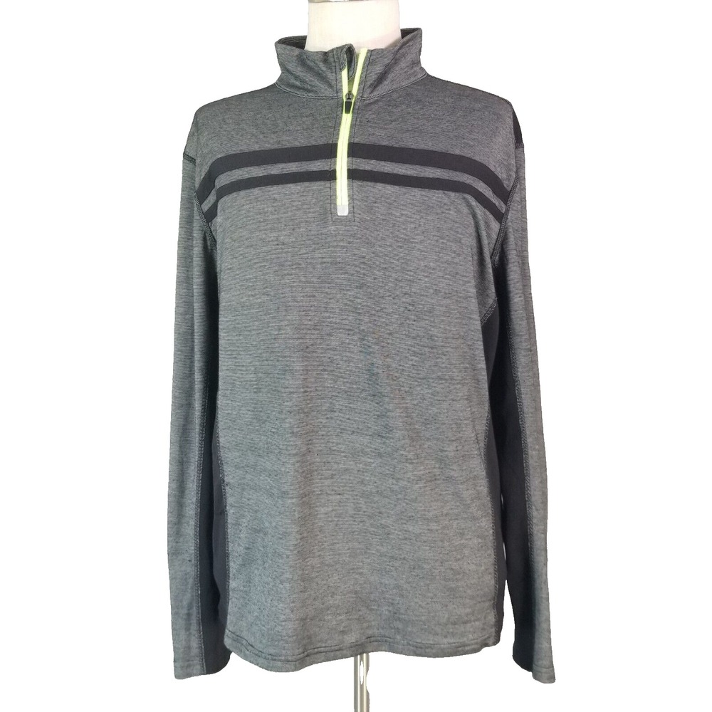 FILA Sport Sweater Men L Black Running Shirt Quarter Zip Outdoor Pullover